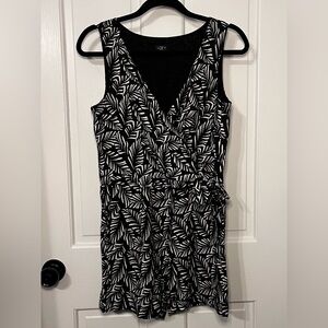 LOFT Black and White Leaf Print Romper
